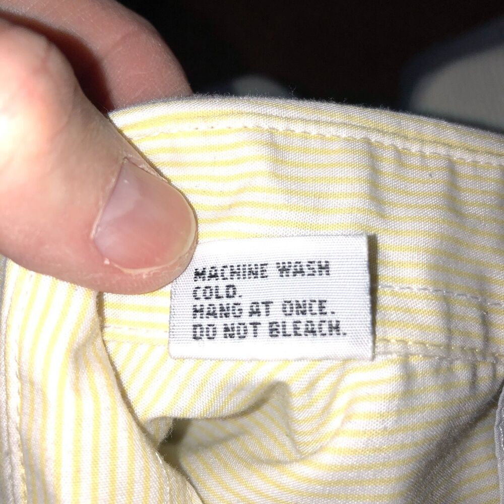 VTG Las Olas Womens Large Yellow Striped Butterfly Button Up Top Blouse Shirt L - Picture 12 of 12
